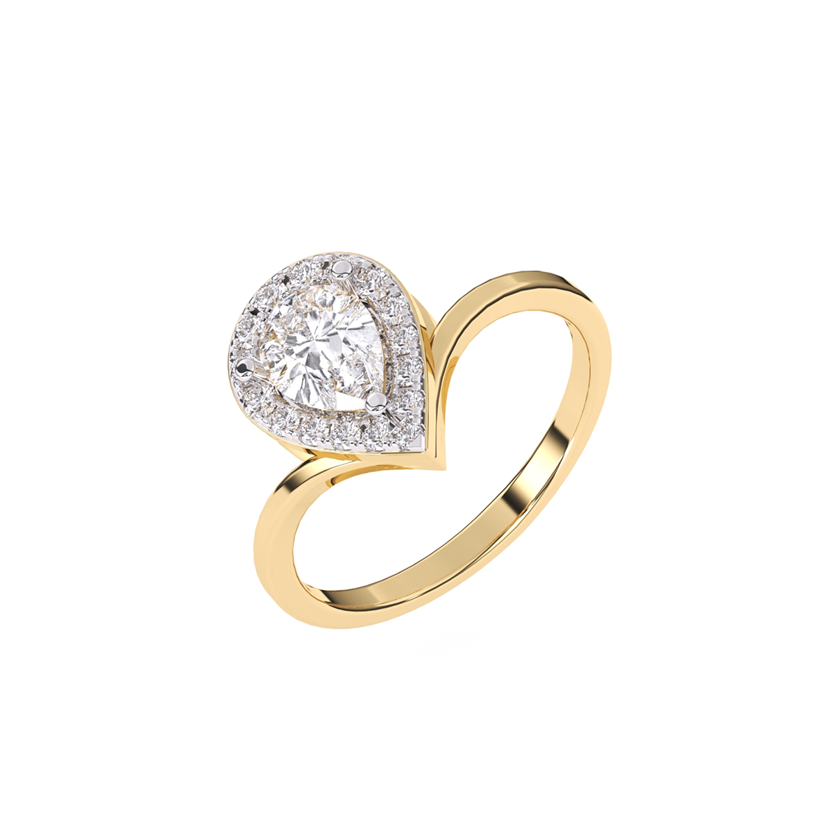 Pear Halo Solitaire Diamond Ring